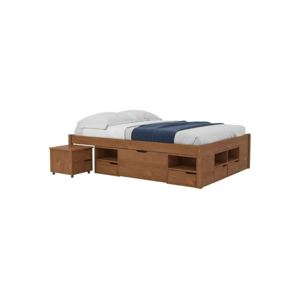 Cama Madera Maciza Con Cajones - Queen - Línea Charme - Amendoa