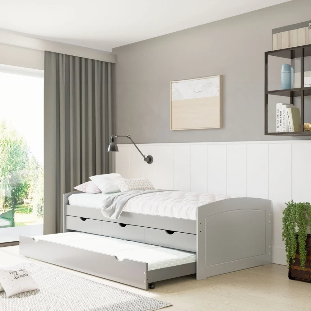 Cama Marinera Madera Maciza Con Cajones - Max - Gris