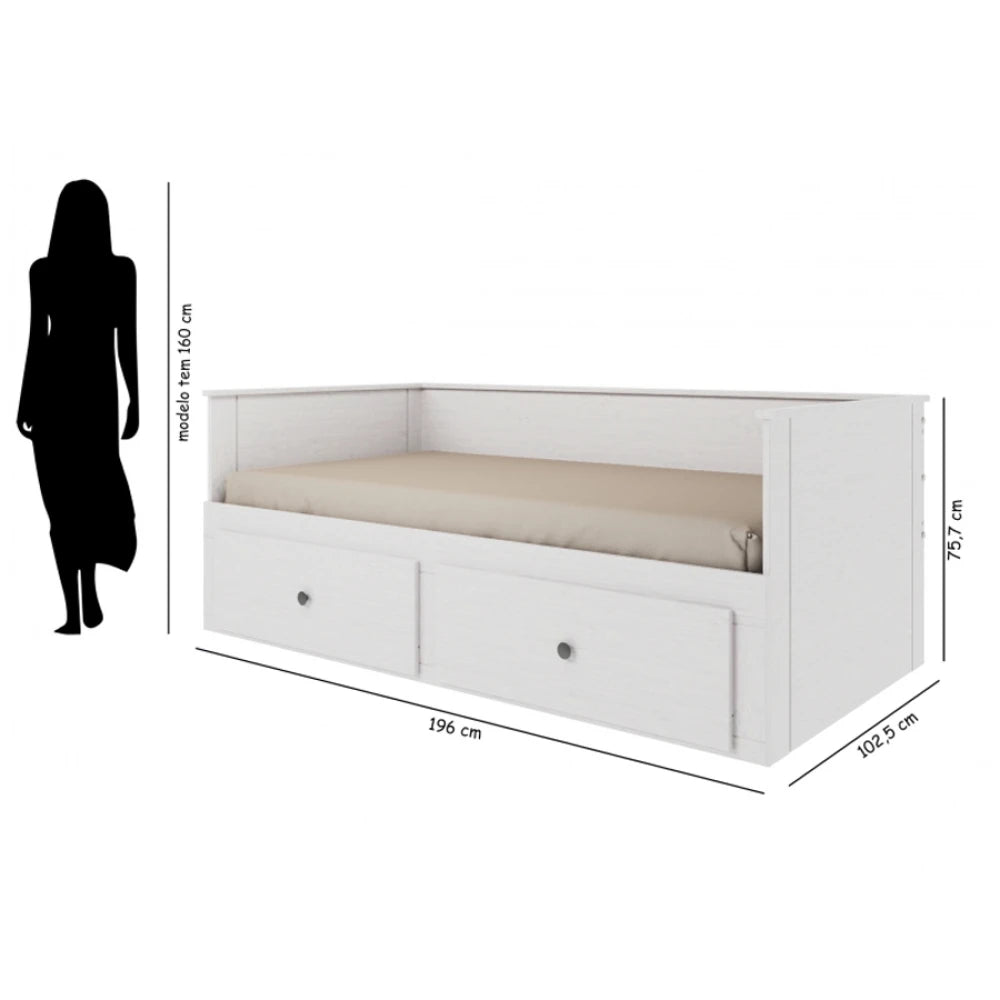 Cama Somnus 1 Plaza / auxiliar - Funcional - Blanco