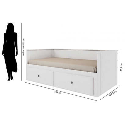 Cama Somnus 1 Plaza / auxiliar - Funcional - Blanco