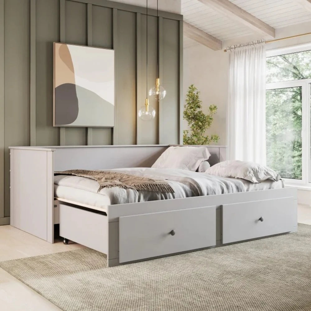 Cama Somnus 1 Plaza / auxiliar - Funcional - Gris