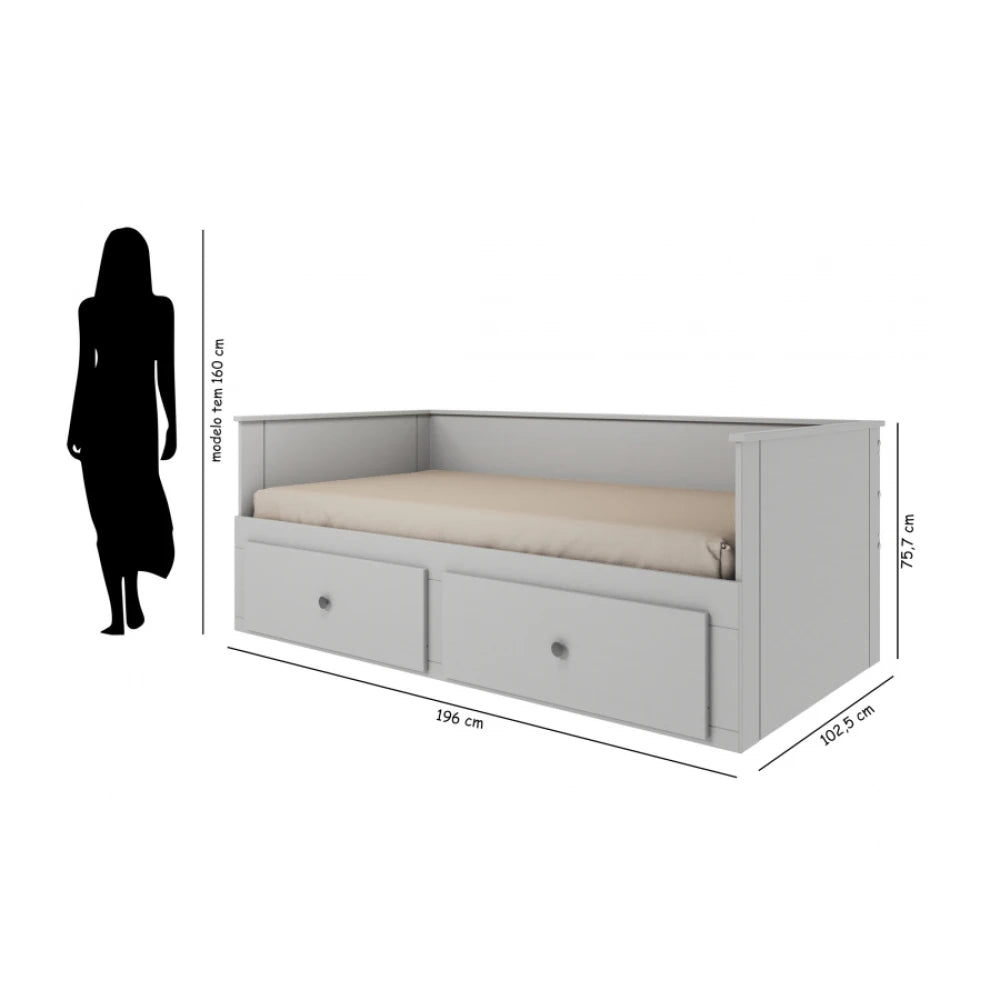 Cama Somnus 1 Plaza / auxiliar - Funcional - Gris
