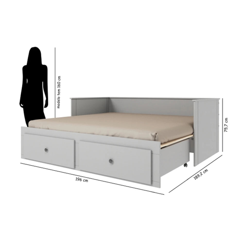 Cama Somnus 1 Plaza / auxiliar - Funcional - Gris