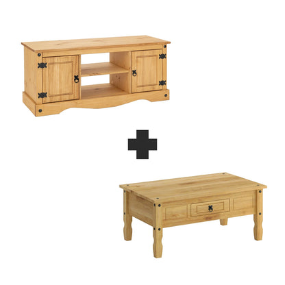 KIT Mesa De Living + Rack de TV Línea Monterrey - Natural