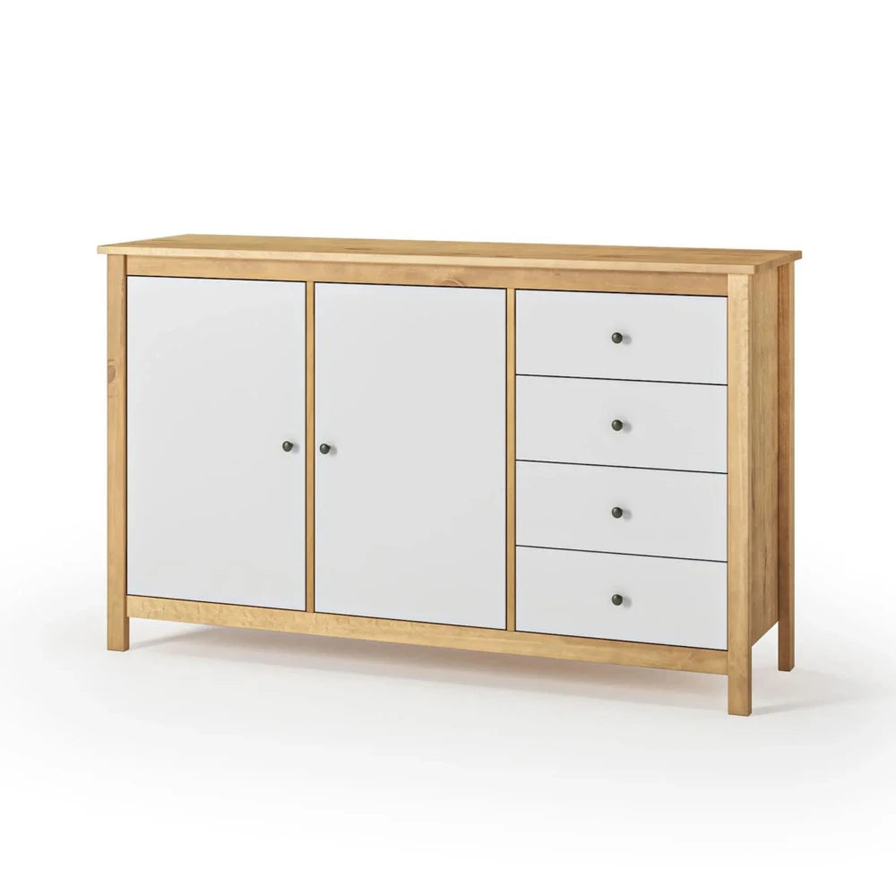 Cómoda Aparador 2 Puertas 4 Cajones - Línea Maden - Blanco