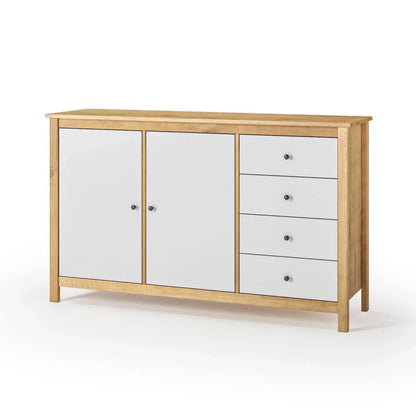 Cómoda Aparador 2 Puertas 4 Cajones - Línea Maden - Blanco