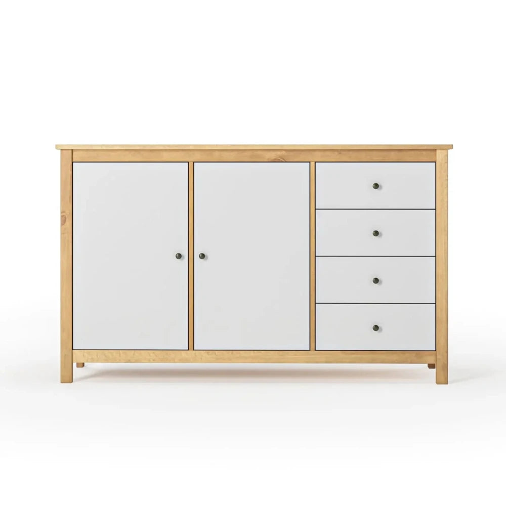 Cómoda Aparador 2 Puertas 4 Cajones - Línea Maden - Blanco