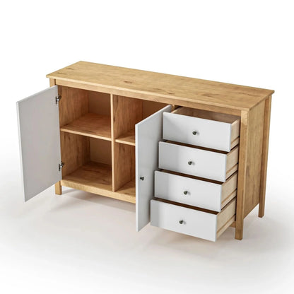 Cómoda Aparador 2 Puertas 4 Cajones - Línea Maden - Blanco