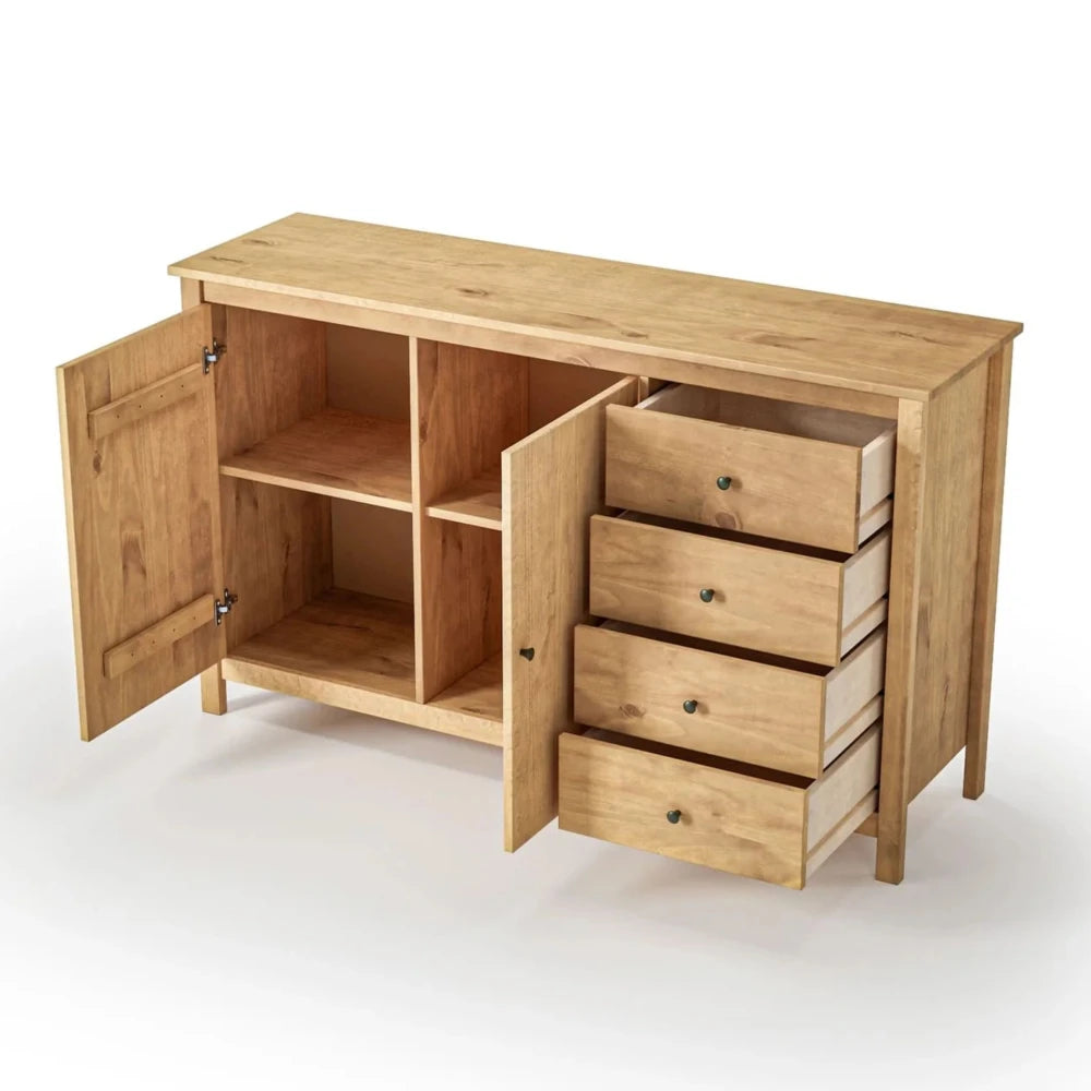 Cómoda Aparador 2 Puertas 4 Cajones - Línea Maden - Marrón