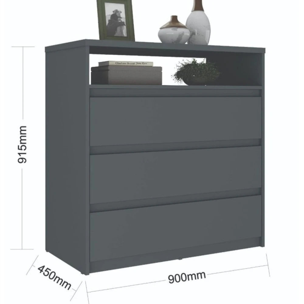 Cómoda 3 Cajones - Línea Clara - Gris