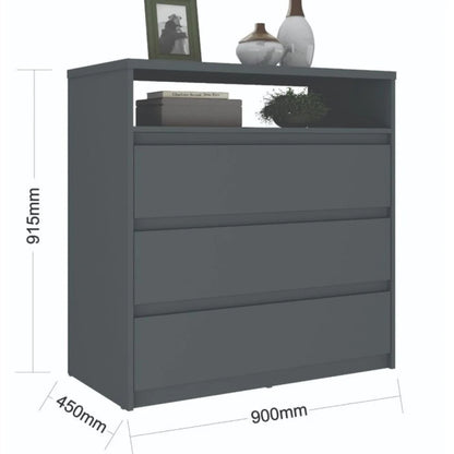 Cómoda 3 Cajones - Línea Clara - Gris