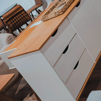 Aparador 2 Puertas 3 Cajones - Línea Praga - Roble/Blanco