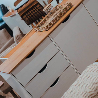 Aparador 2 Puertas 3 Cajones - Línea Praga - Roble/Blanco