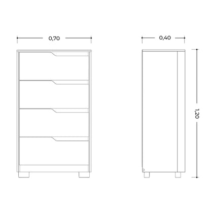 Comoda 4 Cajones - Línea FIT - Marrón