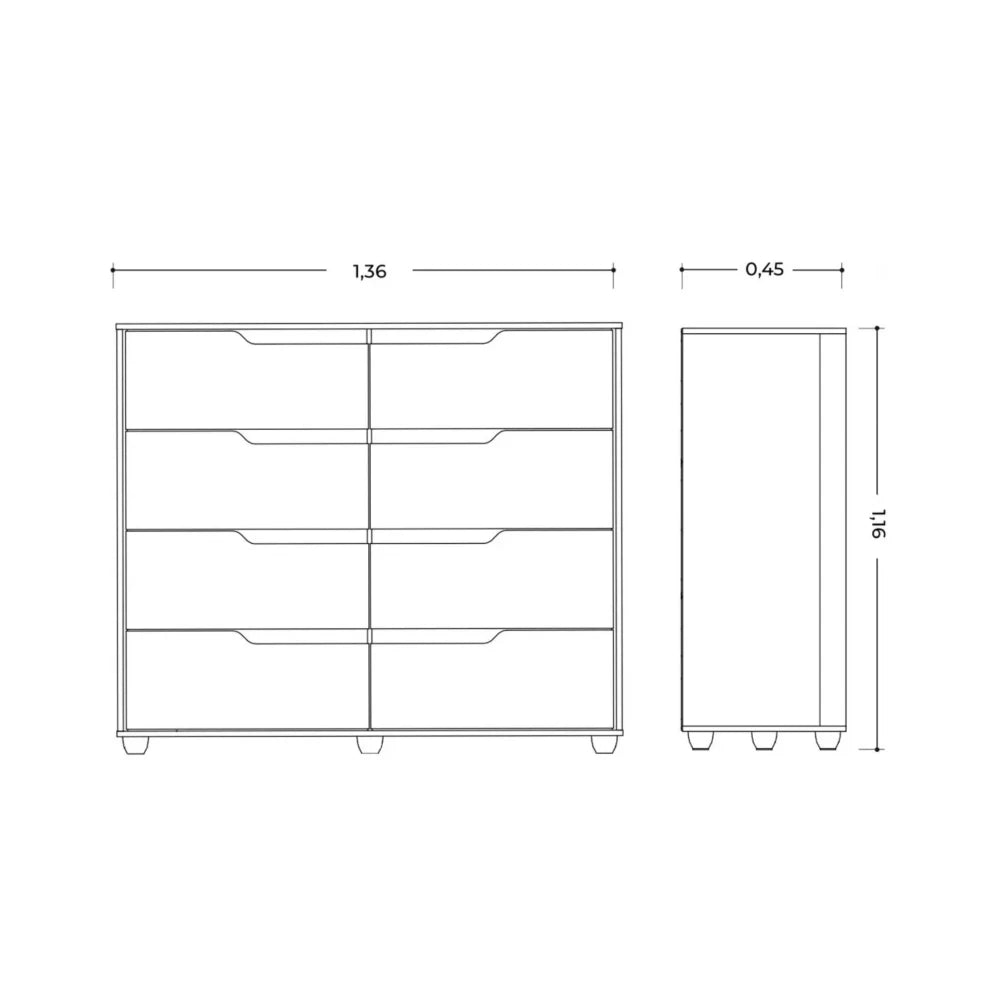 Comoda 8 Cajones - Línea FIT - Marrón