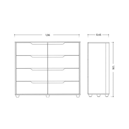 Comoda 8 Cajones - Línea FIT - Marrón