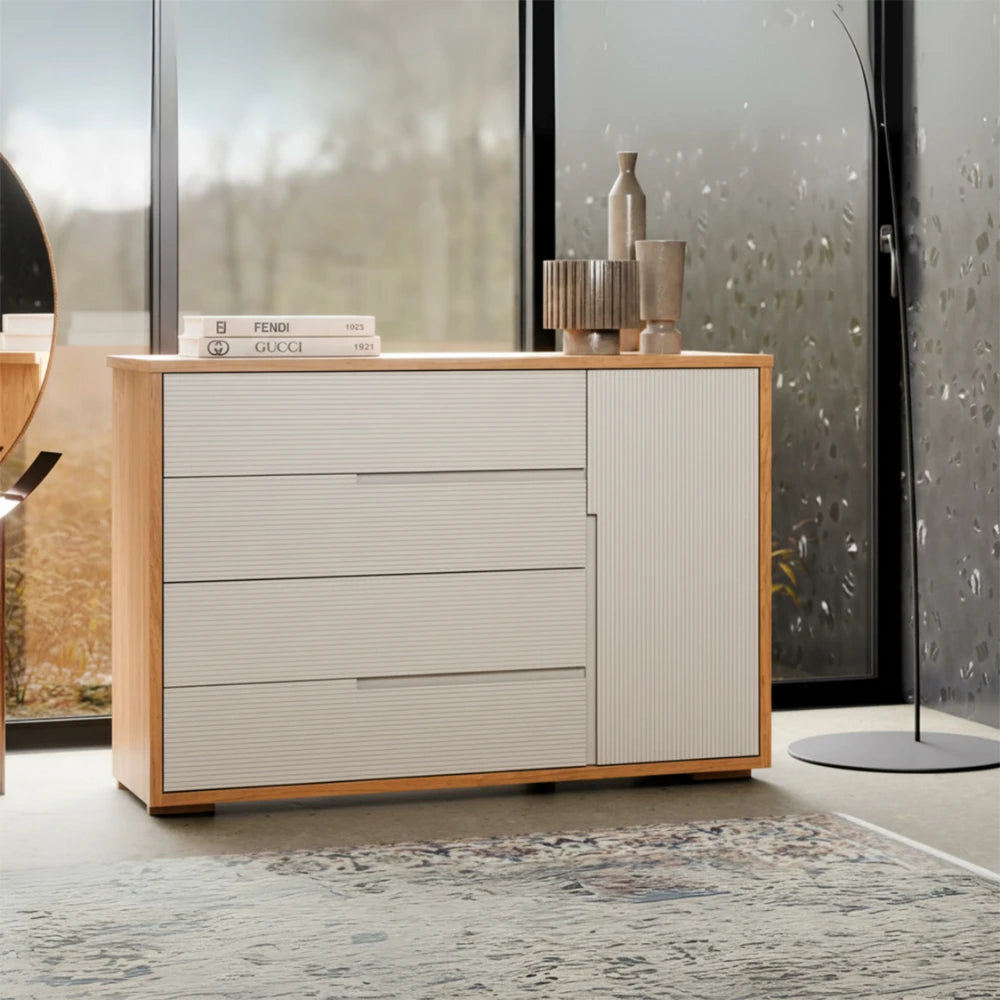 Cómoda Zapatera Nordik - 4 cajones 1 puerta - Beige