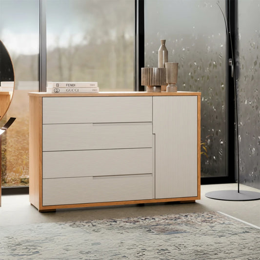 Cómoda Zapatera Nordik - 4 cajones 1 puerta - Beige