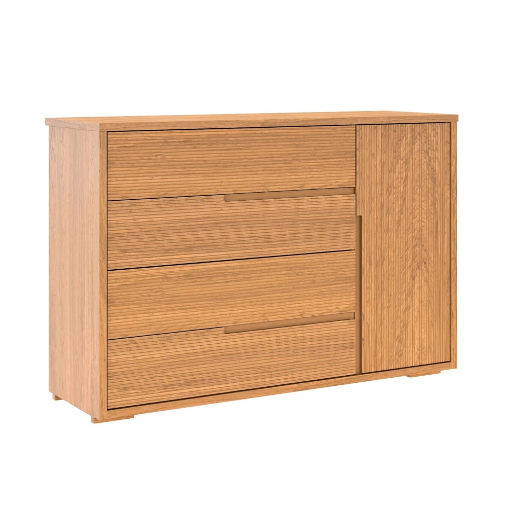 Cómoda Zapatera Nordik - 4 cajones 1 puerta - Marrón