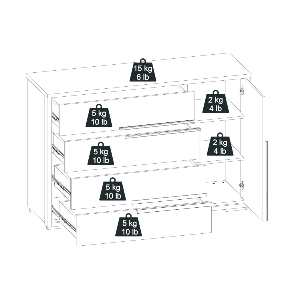 Cómoda Zapatera Nordik - 4 cajones 1 puerta - Beige