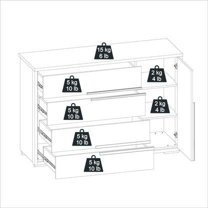 Cómoda Zapatera Nordik - 4 cajones 1 puerta - Beige