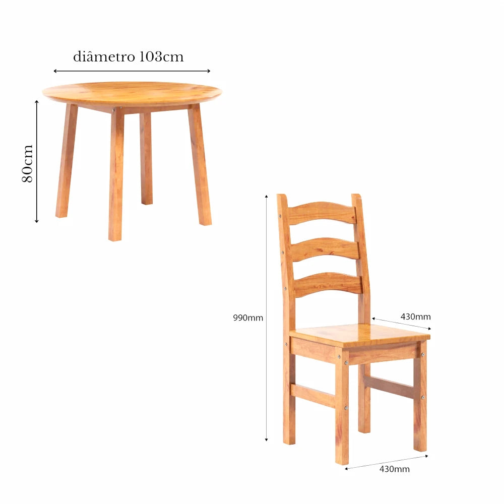 Conjunto de Comedor 4 sillas - Toscana - Natural