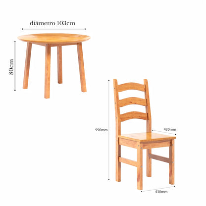 Conjunto de Comedor 4 sillas - Toscana - Natural