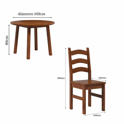 Conjunto de Comedor 4 sillas - Toscana - Nogal