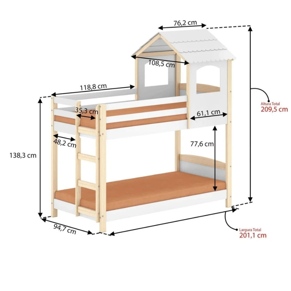 Cucheta Cama Casita Infantil - Blanco