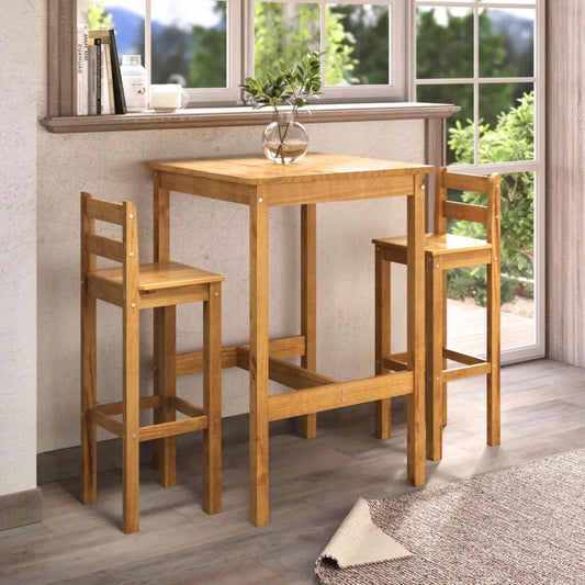 Desayunador 2 Bancos Cocina Comedor Madera Maciza - Línea Monterrey