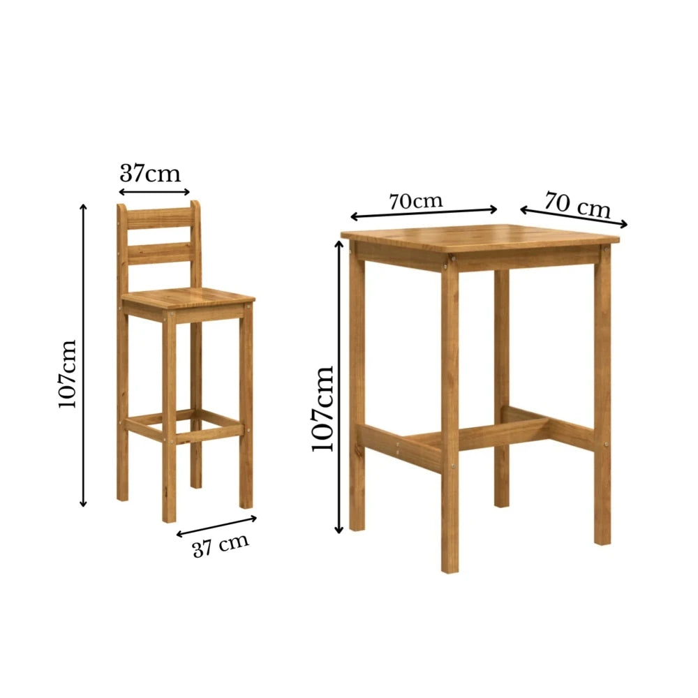 Desayunador 2 Bancos Cocina Comedor Madera Maciza - Línea Monterrey