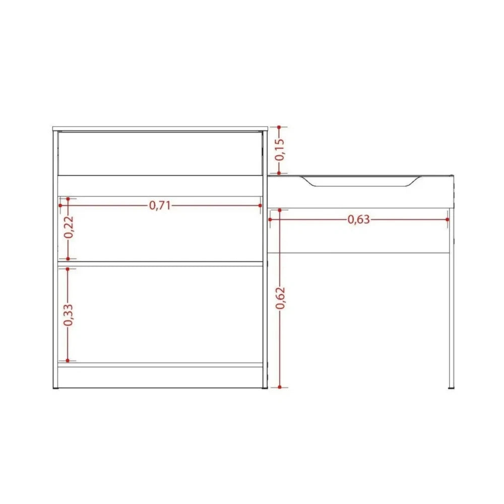 Escritorio Tocador 1 puerta 1 cajón - Trend - FIT - Marron