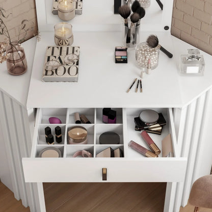 Escritorio Tocador Esquinero - FIT - Glitter - Blanco