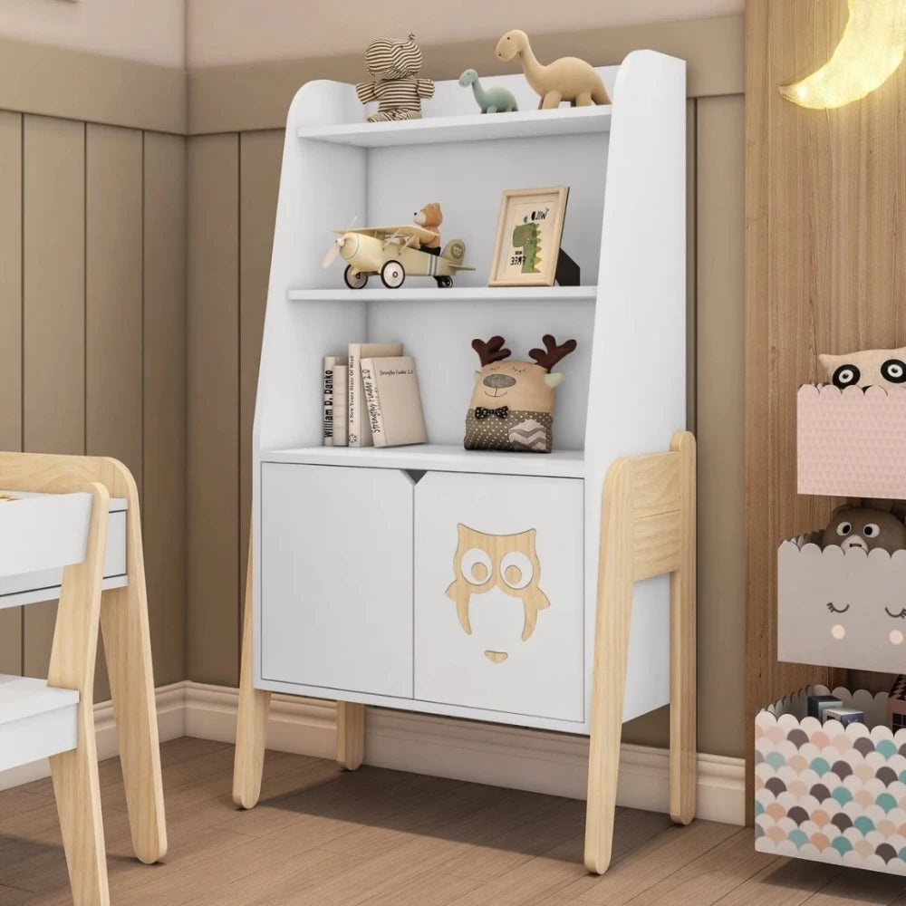 Estantería Biblioteca 2 Puertas 2 Estantes Infantil - Blanco