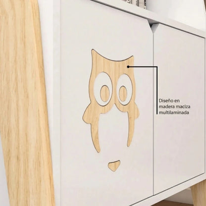 Estantería Biblioteca 2 Puertas 2 Estantes Infantil - Blanco