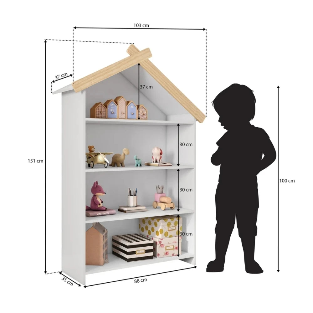 Estantería Biblioteca 4 Estantes Infantil - Blanco