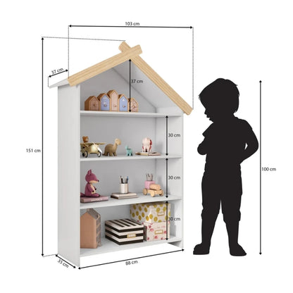 Estantería Biblioteca 4 Estantes Infantil - Blanco