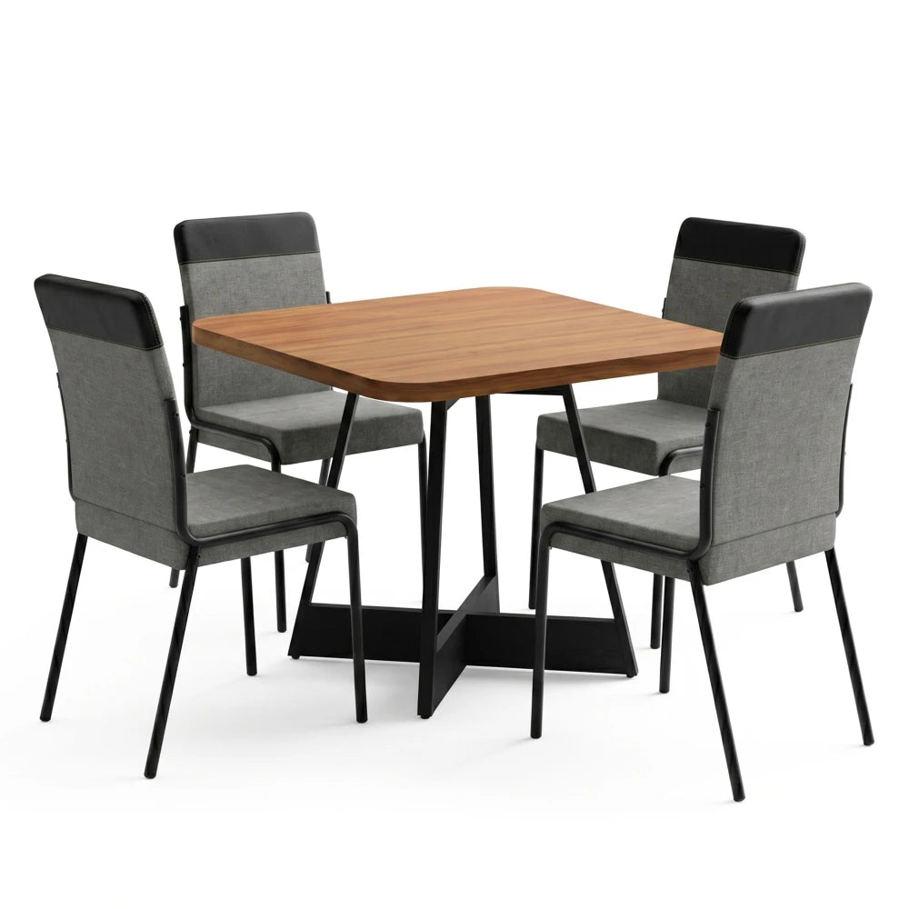 Juego de comedor - Mesa Cuadrada - 4 Sillas Hug - Negro