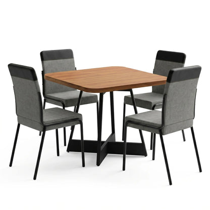 Juego de comedor - Mesa Cuadrada - 4 Sillas Hug - Negro