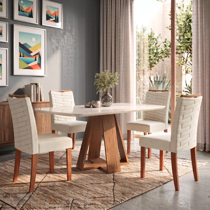 Juego De Comedor 4 Sillas Julia + Mesa Rectangular - Línea Paris - Blanco