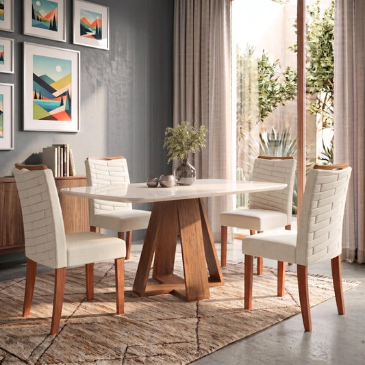 Juego De Comedor 4 Sillas Julia + Mesa Rectangular - Línea Paris - Blanco