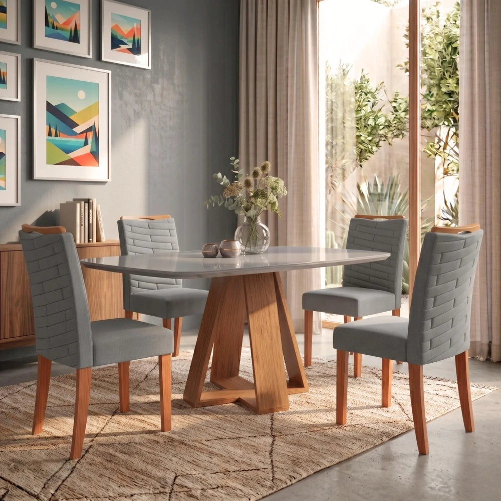 Juego de Comedor 4 Sillas Gris Línea París