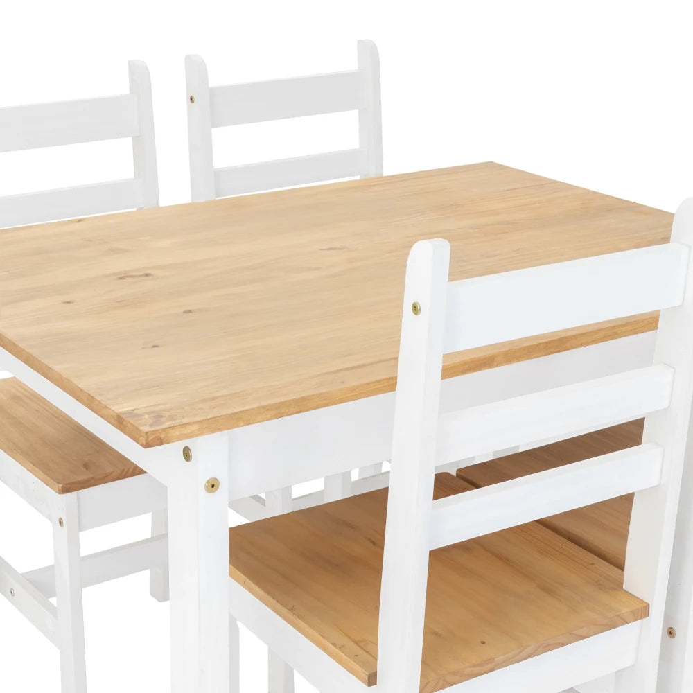 Juego De Comedor 6 Sillas - Madera - Blanco Línea Monterrey