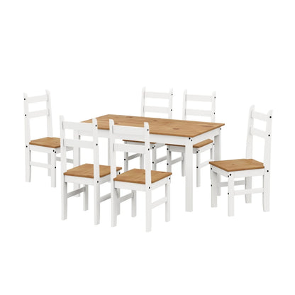 Juego De Comedor 6 Sillas - Madera - Blanco Línea Monterrey
