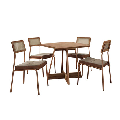 Juego de comedor - Cuadrado - Atix - Marrón