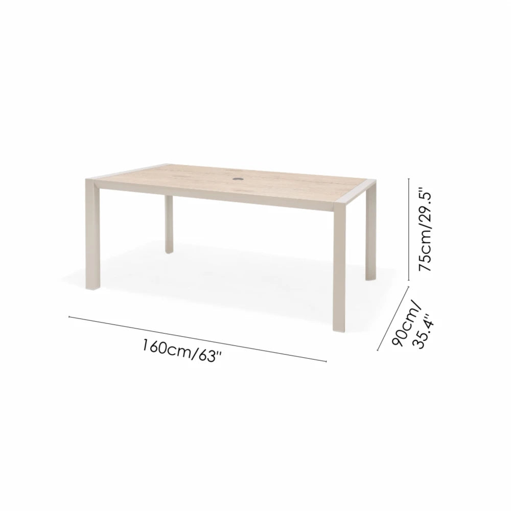 Mesa De Aluminio Para Jardín - Urbanite - 160x90 - Beige