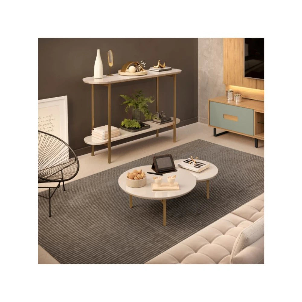 Mesa de arrime en MDF y Metal - Charlote Blanco