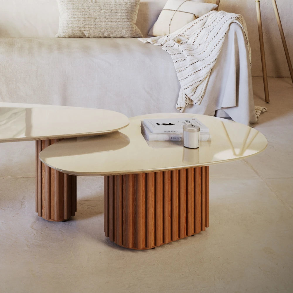 KIT Mesa De Living Oval Mix Small + Large Línea Nevada