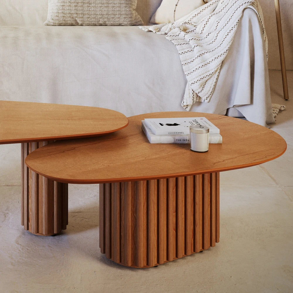 KIT Combo Mesa de Living Oval Mix Small + Large - Línea Nevada - Natural