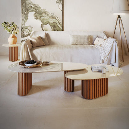 KIT Mesa De Living Oval Mix Small + Large Línea Nevada